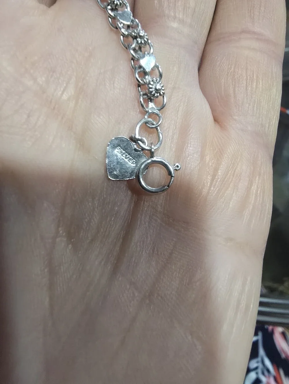 Vintage Sterling Silver Hearts/Cannetile Filigree Bracelet
